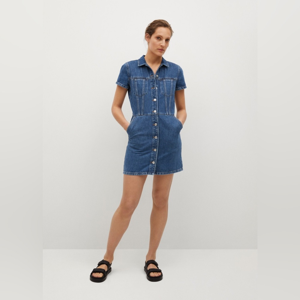 Mango Denim Buttoned Dress